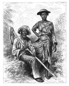 Schlangenfänger und Kohlenmädchen, Martinique, ca. 1890