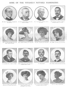 Einige der bemerkenswerten Passagiere der Titanic, 20. April 1912 von Unbekannt