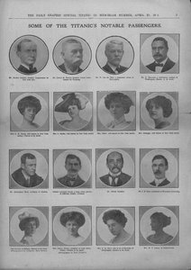 Einige der bemerkenswerten Passagiere der Titanic, 20. April 1912 von Unbekannt