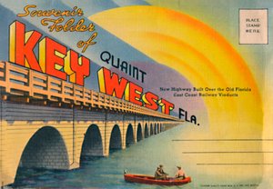 Souvenir-Mappe von malerischem Key West Fla. - Neue Autobahn, um 1940er