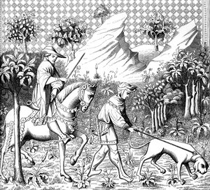 Hirschjagd, 14. Jahrhundert, 1849 von Unbekannt