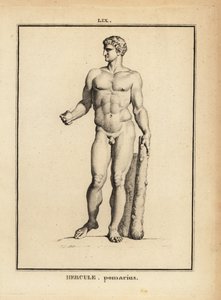Statue des Hercules Pomarius, römischer Held und Gott, mit einem großen Keule von Unbekannt