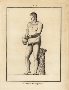 Statue eines nackten siegreichen Athleten mit Vase von Unbekannt