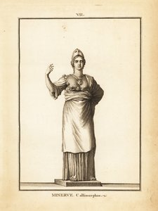 Statue der römischen Göttin der Weisheit Minerva Callimorphos, mit Helm
