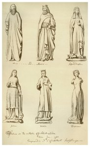 Statuen ehemals an der Außenseite der Guildhall, City of London, 1783, 1886 von Unbekannt