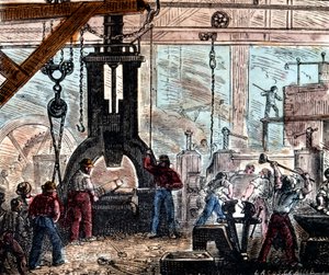Dampfhammer in einem Eisenwerk, Frankreich