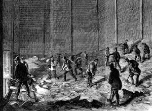 Eislagerung in isolierten Schuppen bei Charless Ice Store, Chelsea, London, 1861