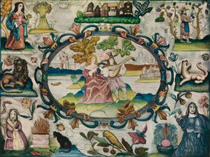 Stumpfwerkbild, Jakobäisches Zeitalter, um 1615 von Unbekannt
