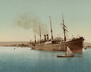 Suezkanal, Schiff fährt in das Rote Meer bei Port Tewfic, ca. 1900 von Unbekannt