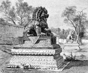 Sommerpalast, Bronzener Löwe, Symbol der kaiserlichen Macht, um 1890