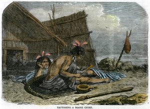 Tätowierung eines Maori-Häuptlings, Neuseeland, ca. 1875