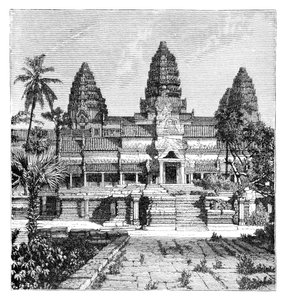 Die Hauptfassade des Tempels von Angkor Wat, Kambodscha, 1895