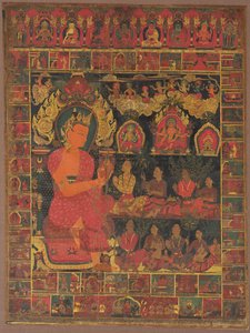 Thangka mit geschmücktem Buddha, der predigt, 1648 von Unbekannt