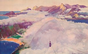 Die Luftseilbahnwagen, die vom Zuckerhut absteigen, 1914