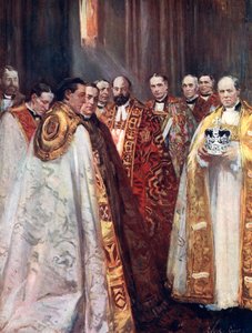 Der Erzbischof von Canterbury und York und andere Prälaten, die Krönung
