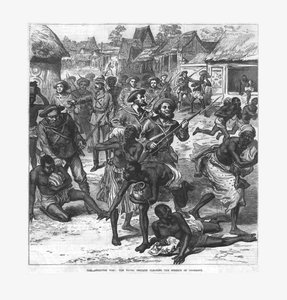 Der Ashantee-Krieg: die Marinebrigade räumt die Straßen von Coomassie, 1874 von Unbekannt