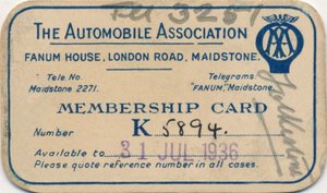 Der Automobilverband: Mitgliedskarte, 1936