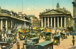 Die Bank von England und die Royal Exchange, London, ca. 1910 von Unbekannt