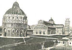 Das Baptisterium, die Kathedrale und der Schiefe Turm von Pisa, Italien, 1895 von Unbekannt
