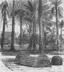 Die Kaserne an der Residenz, mit den Gräbern von Mr. Birch und Captain Innes, 1876, um 1880