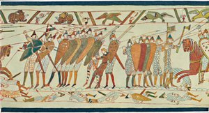 Der Beginn der Schlacht von Senlac (Bayeux-Tapisserie) von Unbekannt