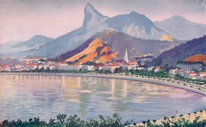 Der Botafogo-Abschnitt der Rios Bay-side Avenue, überragt vom Corcovado-Berg, 1914