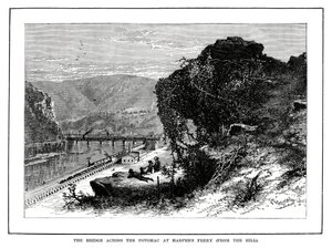 Die Brücke über den Potomac bei Harpers Ferry, West Virginia, USA, 1877