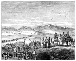Die britische Armee überquert den Sutlej-Fluss, Indien, 19. Jahrhundert, 1900 von Unbekannt