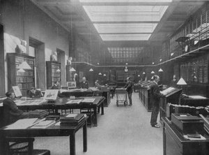 Der Drucksaal des British Museum, um 1901