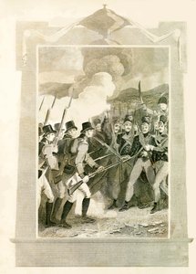 Die Briten greifen die französischen Linien mit Bajonetten in der Schlacht von Maida an, 1806, 1816