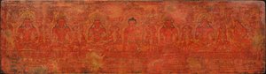 Der Buddha Shakyamuni, fünf vergangene Buddhas und Maitreya, ca. 15. Jahrhundert von Unbekannt