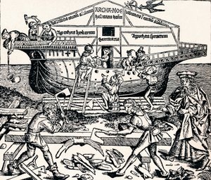 Der Bau der Arche unter der Aufsicht von Noah, 1493, 1903 von Unbekannt