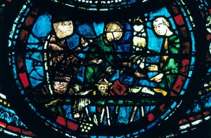 Die Metzger, Buntglas, Kathedrale von Chartres, Frankreich, 1194-1260