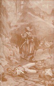 Die Marketenderin des 26. Regiments erklimmt die Felsen bei Busaco, 1810, 1896 von Unbekannt