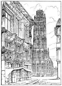 Der Kathedralenturm, Rouen, 1835 1900 von Unbekannt