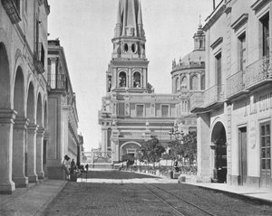 Die Kathedrale von Guadalajara, Mexiko, um 1900
