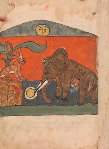 Der schlaue Hase mit dem König der Elefanten an der Quelle des Mondes..., 18. Jahrhundert