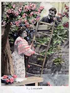 Das Klettern, Vintage französische Postkarte, um 1900