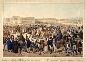 Die Koalitionsarmee zieht am 31. März 1814 in Paris ein, frühes 19. Jahrhundert