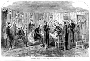 Das Sterbebett von Präsident Abraham Lincoln, 1865, 1872