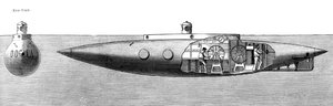 Das Verdrängungstauchboot Nautilus, 1887 von Unbekannt