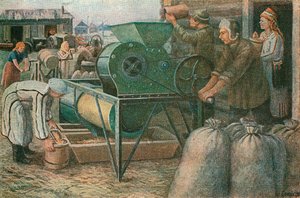 Der Kampf um die Ernte: Sortierung der Samen in einer Mordva-Kollektivfarm, 1933