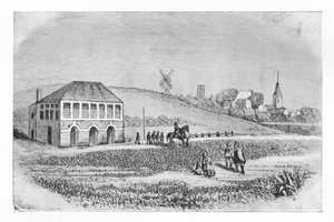 Die erste Tribüne in Newmarket, ca. 1765, 1911 von Unbekannt