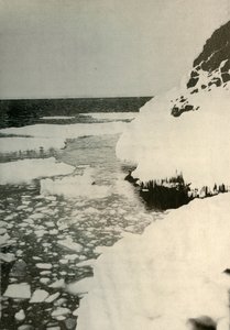 Der erste Landeplatz, zeigt Bucht-Eis, das ausbricht und nach Norden treibt, 1908, 1909