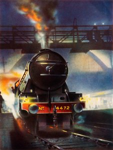 Der Flying Scotsman, berühmte Lokomotive Nr. 4472, verlässt Kings Cross, 1935