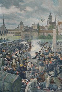 Die französische Armee verlässt Leipzig, 1813, 1896
