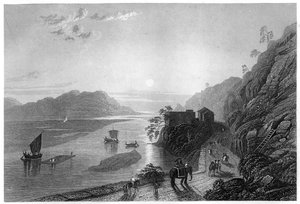 Der Ganges tritt in die Ebenen bei Hurdwar, Indien, um 1860