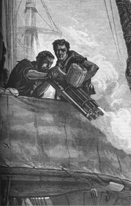 Das Gatling-Gewehr, wie es in der britischen Marine verwendet wird, um 1880 von Unbekannt