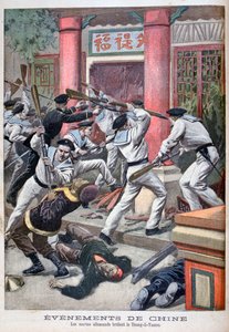 Die deutschen Matrosen brennen Tsung-Li-Yamen nieder, 1900