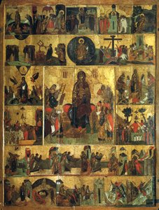 Die Verherrlichung der Jungfrau, Akathist-Hymne an die Allerheiligste Theotokos, 14. Jahrhundert von Unbekannt